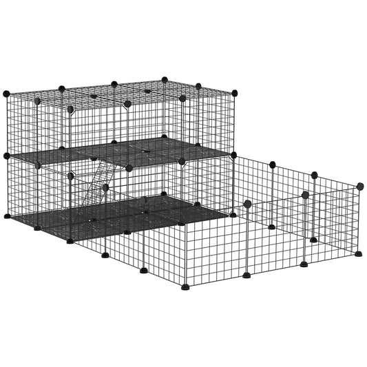 PAWHUT Fence for Metal Metal Metal Rabbits with Scaletta And Accessories Assembly, 175x105x70cm - Black - Borgè