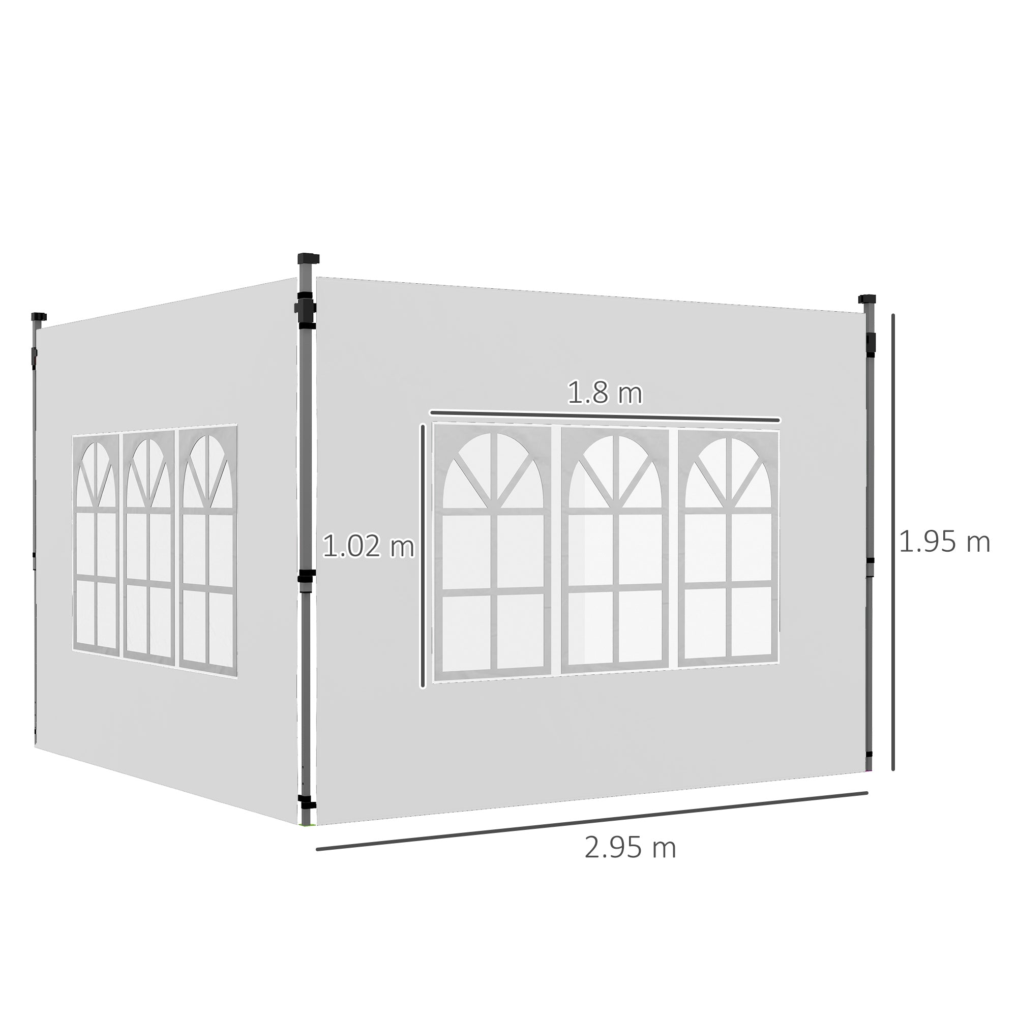Outsunny walls for gazebo 3x3 or 3x4 with windows included, in plastic and Oxford fabric, 295x195 cm, white - Borgè