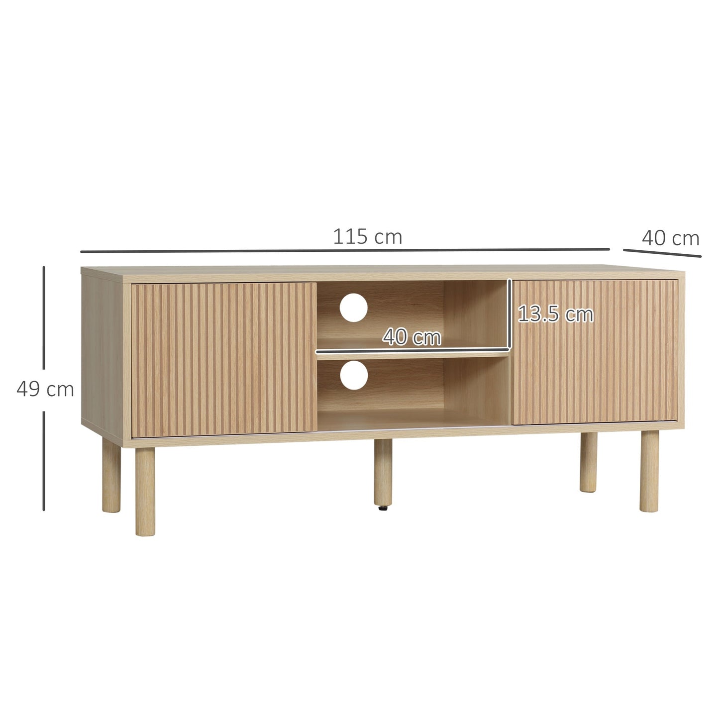 Mobile TV holder up to 50 "with open rooms and lockers with sliding door, 115x40x49cm