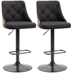 VENERA | Set 2 Swivel Kitchen Bar Stools | 47.5x50x93.5-116 cm | black and walnut - Borgè