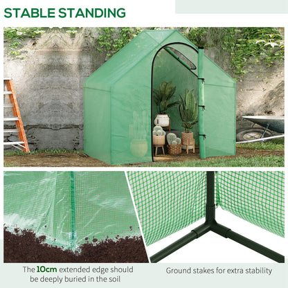 Outsunny Garden greenhouse with hinge door and air intake, 4 ropes and stakes included, 180x100x168 cm, green - Borgè