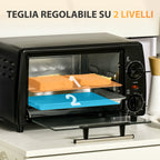 Electricoven 10L with adjustable temperature and timer, 750W, 36.5x26x22 cm, black - Borgè