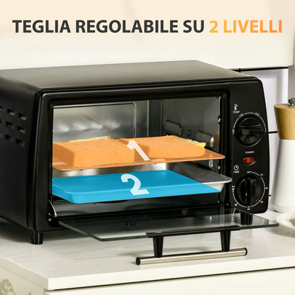 Electricoven 10L with adjustable temperature and timer, 750W, 36.5x26x22 cm, black