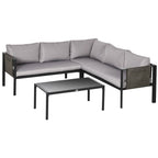 PARIS | 4 Piece Garden Set with 2 Sofas, Corner Chair and Tempered Glass Coffee Table - Borge' Group Limited
