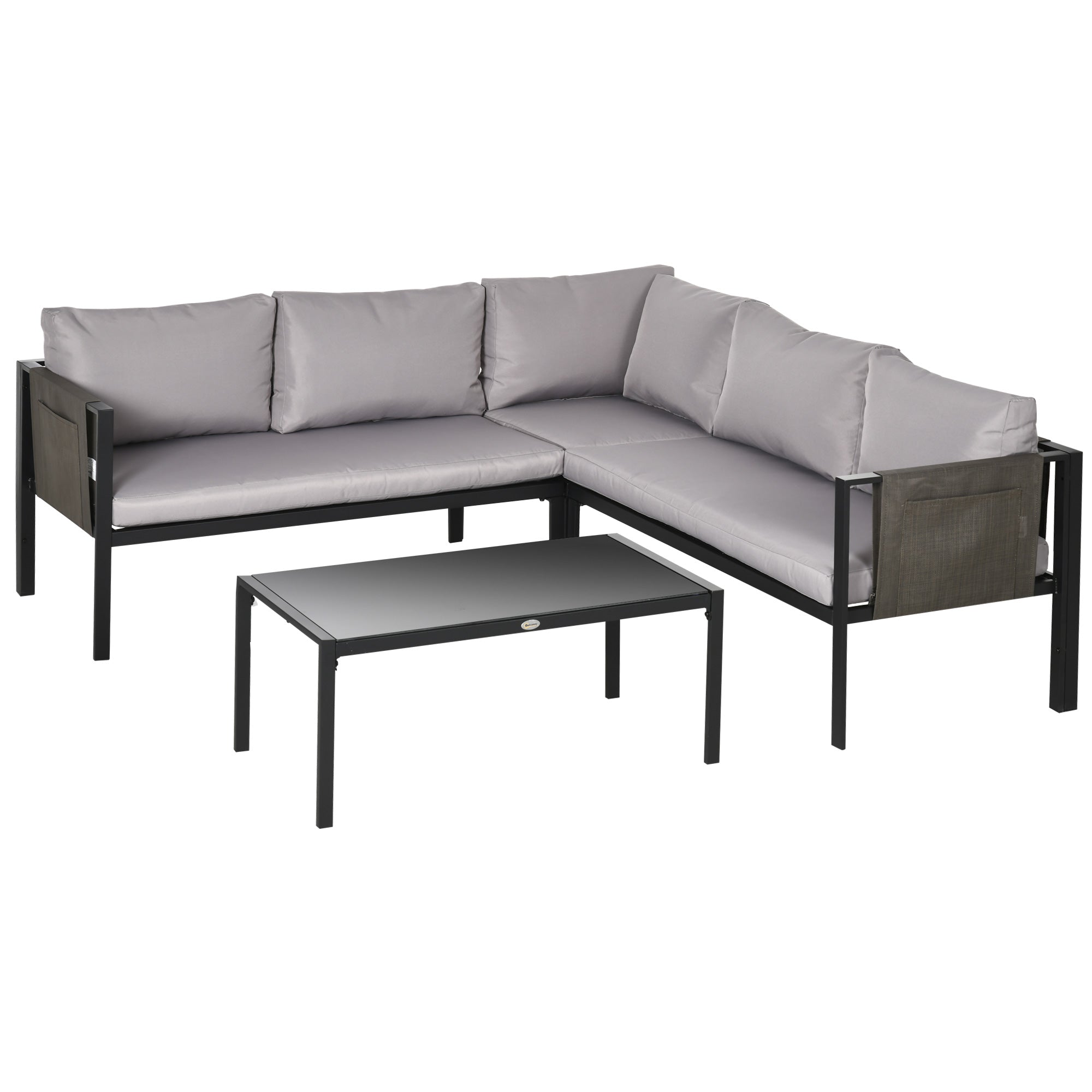 PARIS | 4 Piece Garden Set with 2 Sofas, Corner Chair and Tempered Glass Coffee Table - Borge' Group Limited