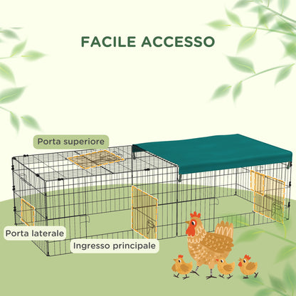 Pawhut for outdoor and interior rabbits with steel roof, 185x75x50cm, green - Borgè