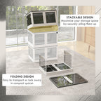 Homcom plastic container with stackable and folding lid from 69l, 5 openings and wheels, white - Borgè