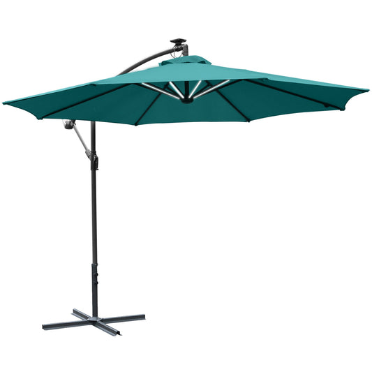 Outsunny arm umbrella with crank and 8 solar energy LED strips - Borgè