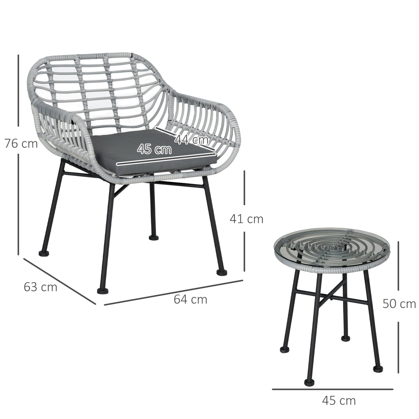 RABAT | Garden Furniture Set in Rattan PE with Table and 2 Chairs - Borgè