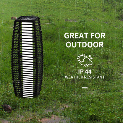 Outsunny Garden Solar Lamp with charging panel, in steel and rattan, 20x20x68 cm, black - Borgè