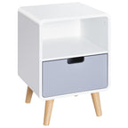 bedside table with drawer in mdf and pine wood for bedroom, living room and bathroom, 40x38x58 cm - Borgè