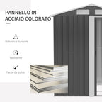 Steel Tool Shed with Sloped Roof and 4 Air Vents, 152x132x188cm, Dark Grey - Borge' Group Limited