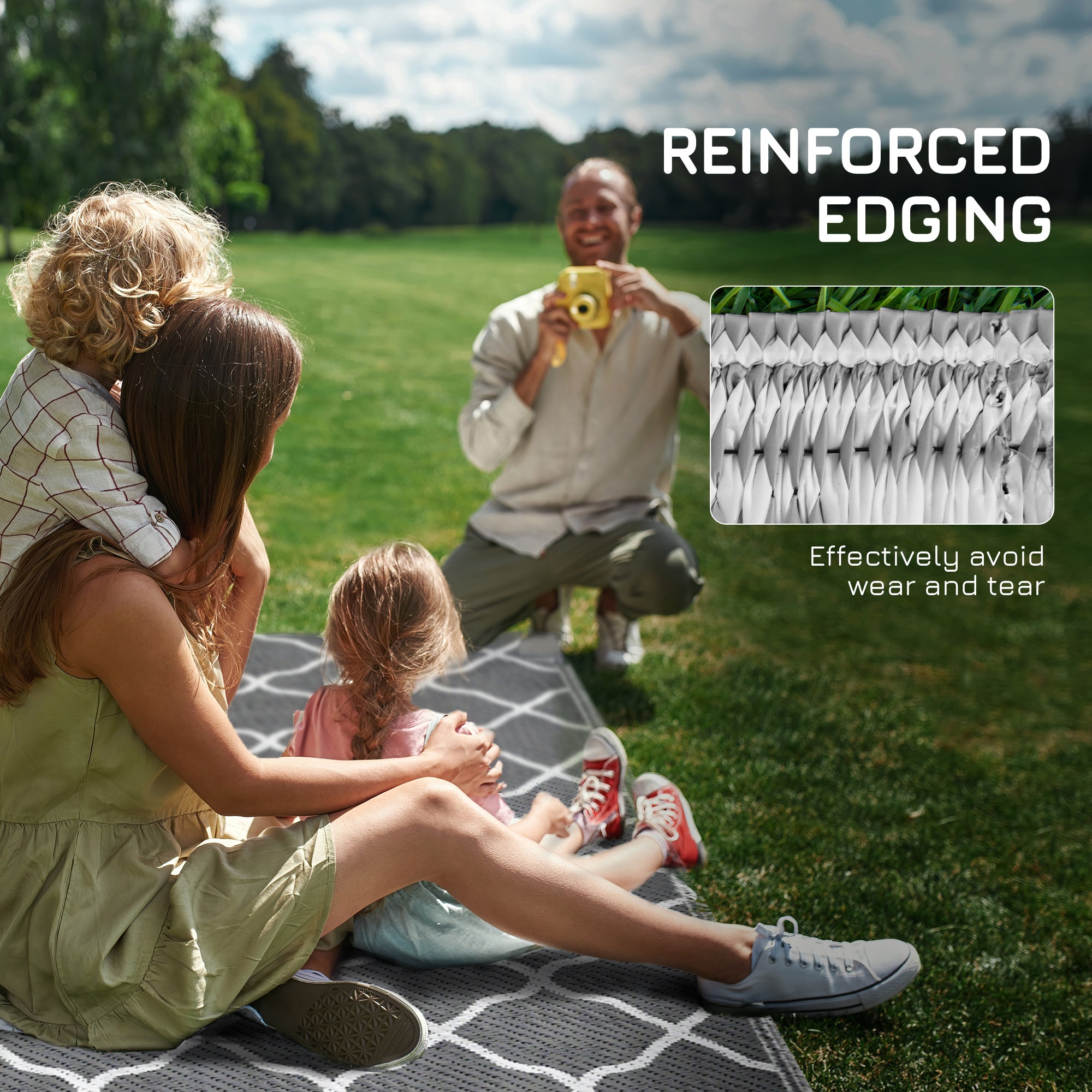 Outsunny outdoor carpet 182x274 cm folding and reversible, in gray and white polypropylene - Borgè