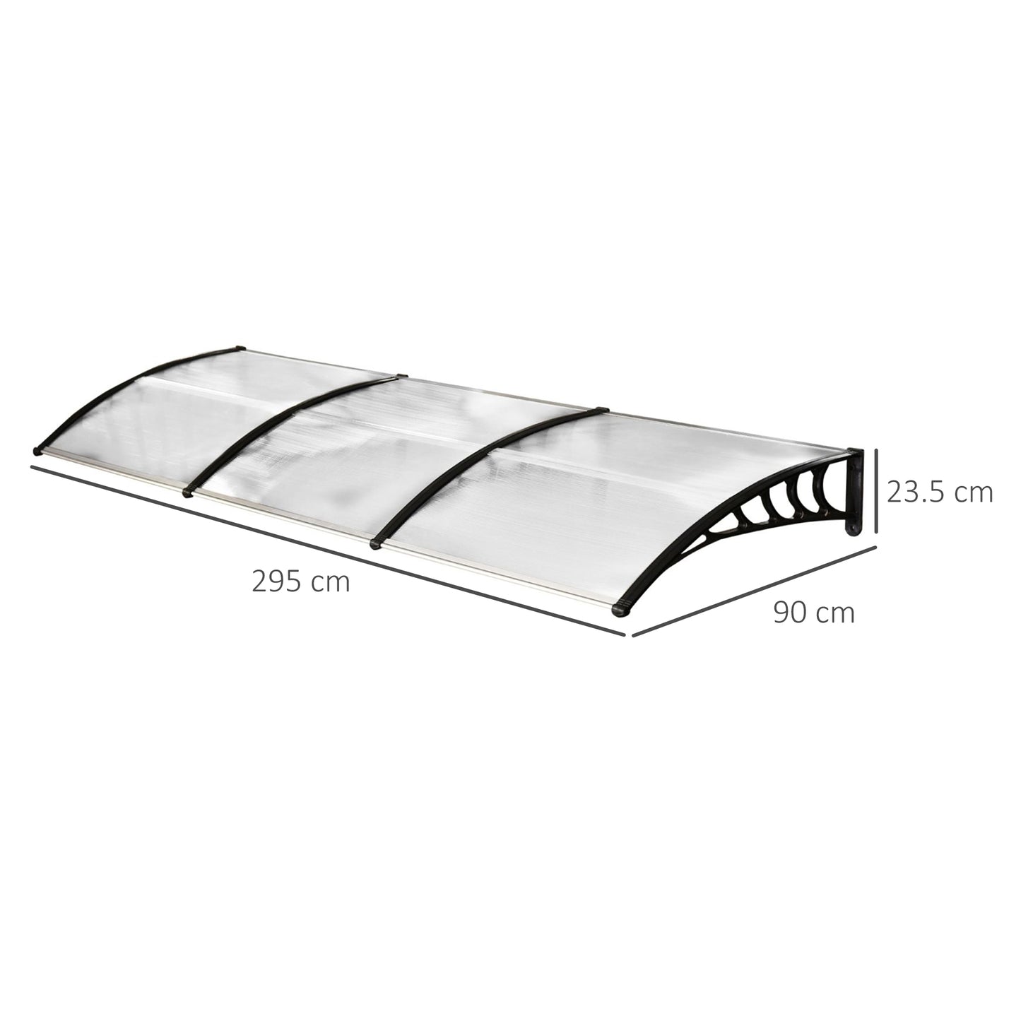 Outsunny exterior canopy curved with screws and bolts included, in polycarbonate, pp and aluminum, 122x89x24 cm - Borgè