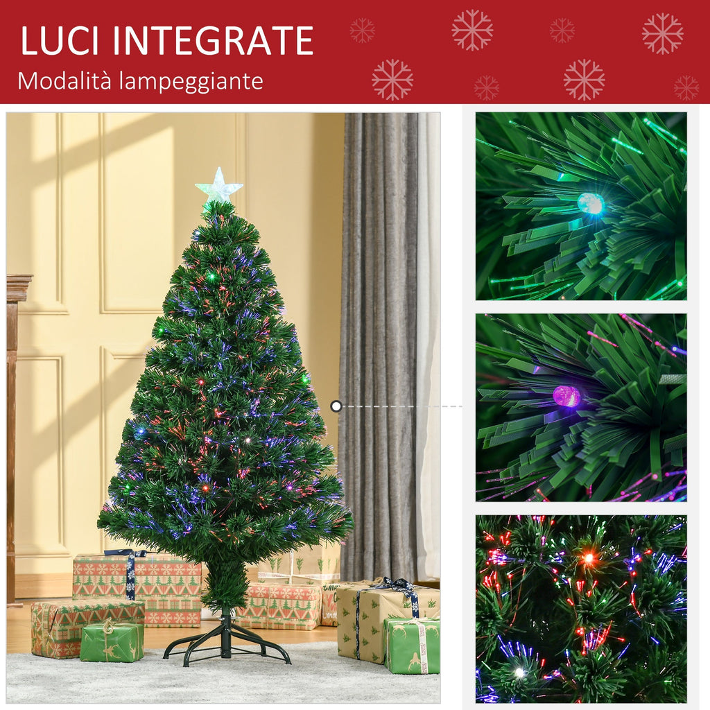 Christmas tree 120cm with 130 fiber optic branches and PVC and 16 LED lights - Borgè