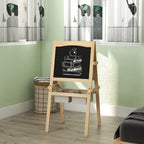 Aiyaplay blackboard for children with easel 3 in 1 and baskets, age 3-6 years, 58x50.5x109cm, wood color - Borgè