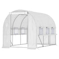 3x2x2m Steel Greenhouse with PE Cover, Zip Doors and Mesh Windows, White - Borge' Group Limited