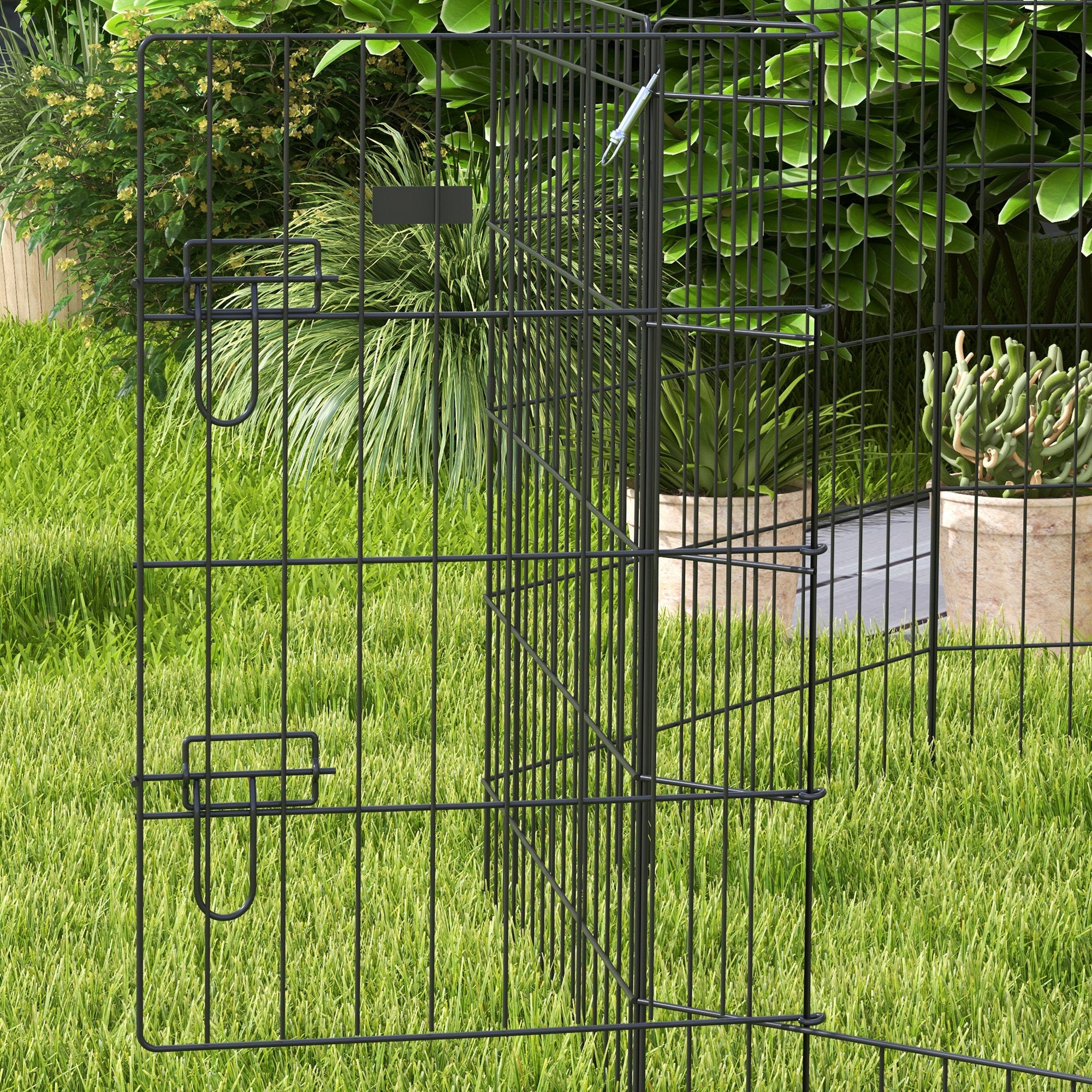 Pawhut fence for dogs and puppies, 8 -piece animal boxes in iron wire, 76 x 61cm black - Borgè