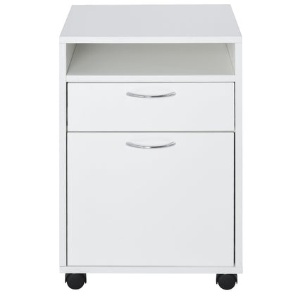 Boarding Drawer with white wooden office with 2 drawers, 4 hominidirectional wheels, 40 x 35 x 60cm - Borgè