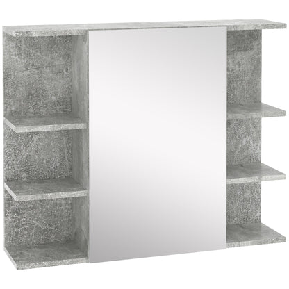 Kleankin Wall Bathroom Mirror With Door And Side Shelves Wooden, 80x19.8x64cm - Borgè