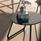 Outsunny outdoor table Ã˜48x37 cm in black metal with adjustable feet - Borgè