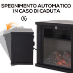 electric fireplace from land power 600W/1200w plastic and tempered black glass, 34x17x25cm - Borgè