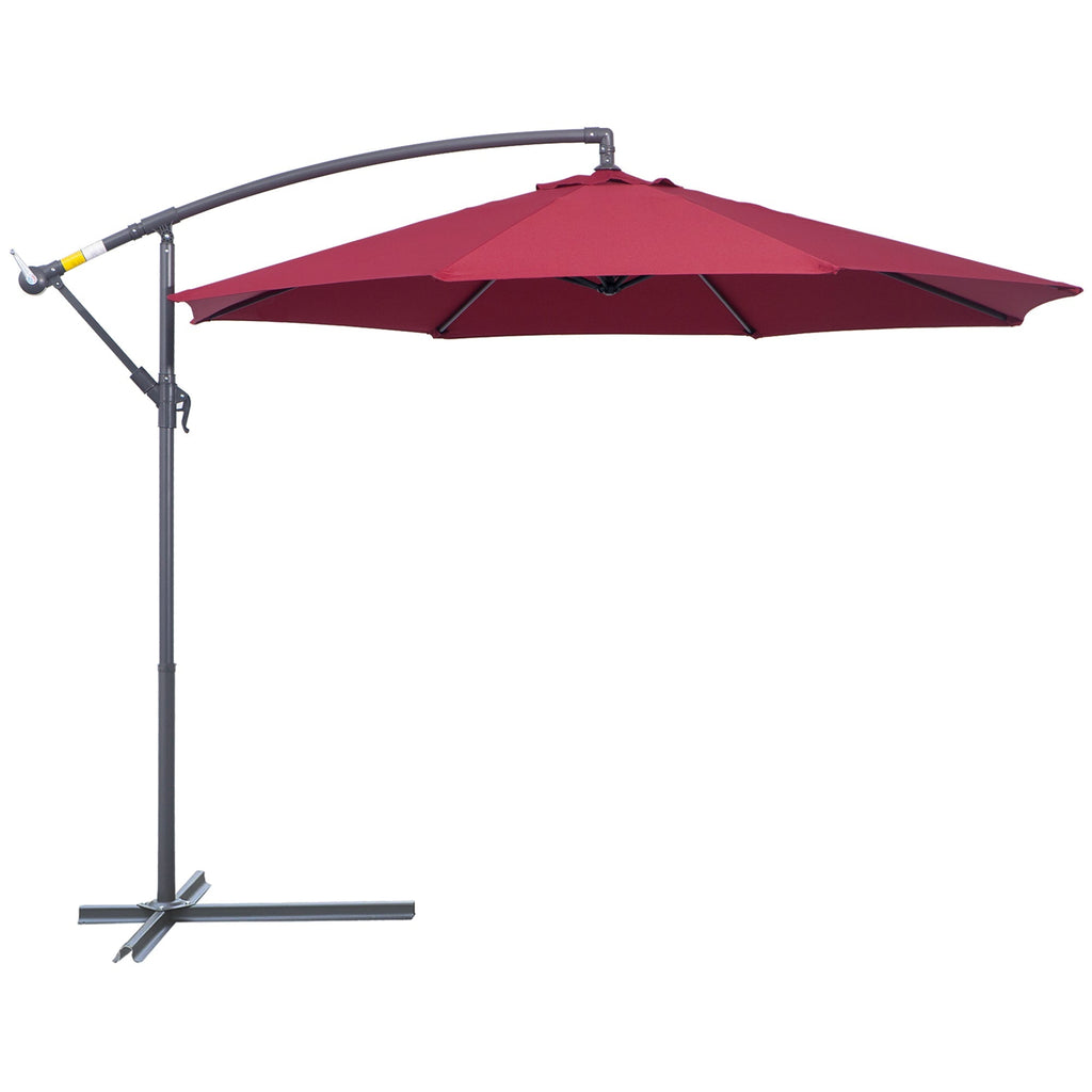 Garden Umbrella 3x2.5 m Tilting Arm with Crank, Dark Red - Borge' Group Limited