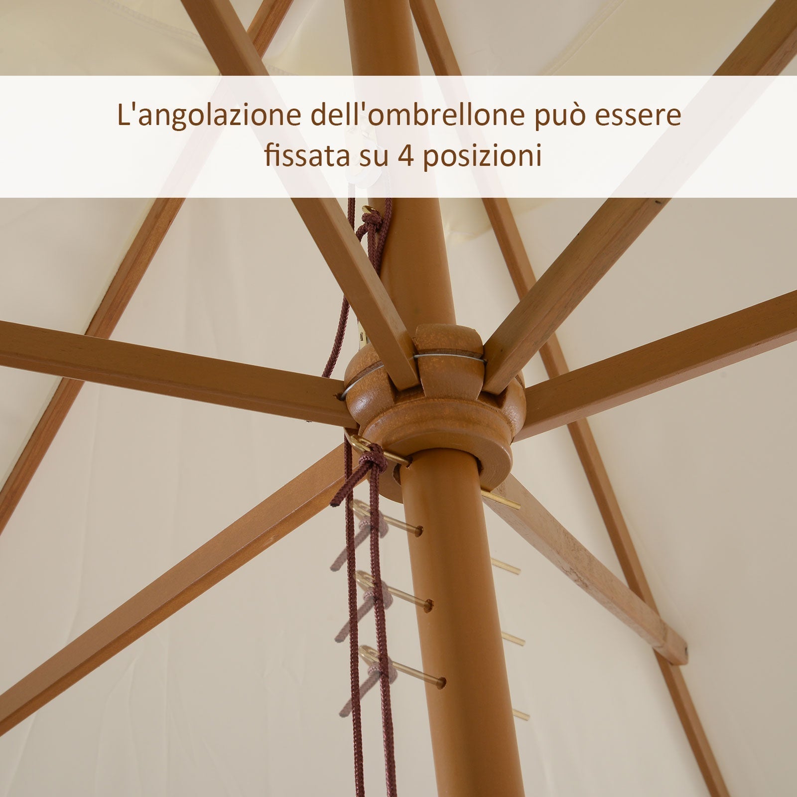 2x3m Waterproof Garden Umbrella, Wood and 180G Polyester, Beige - Borge' Group Limited