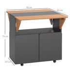 Homcom Folding table saving for 4 people max with 4 wheels, hidden shelf and locker with doors, 70x83x75 cm - Borgè