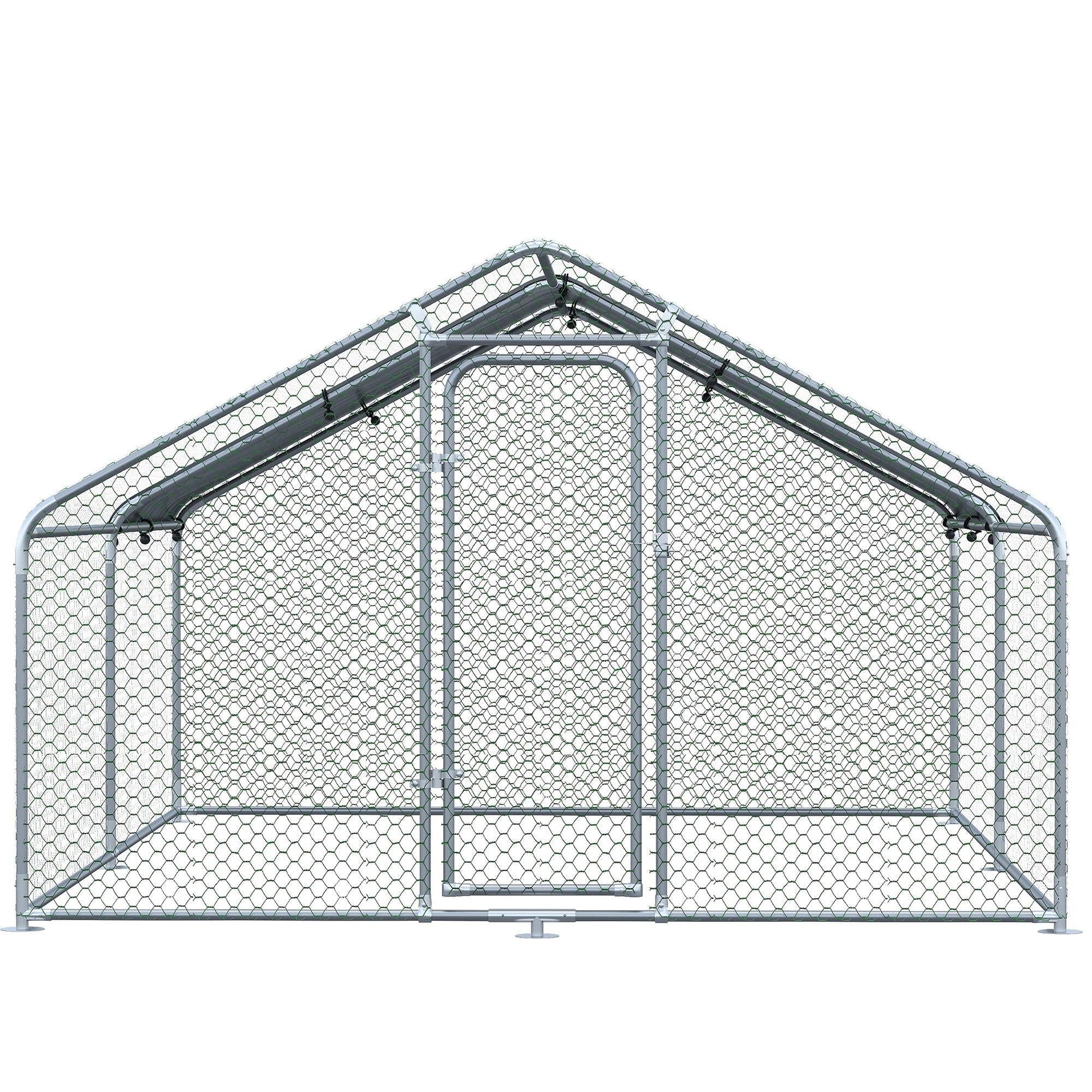 Pawhut Pollaio for Outdoor Chickens in Metal with Oxford fabric cover, 300x400x195 cm, silver - Borgè