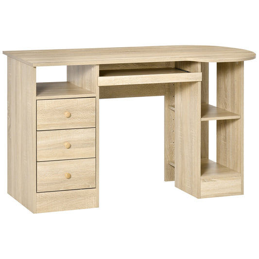 Desk from PC to Office with shelves, drawers and wooden headboard, 125x60x74cm - Borgè