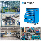 Homcom Trolley Gate Lenters from Officina with blue chest of drawers 61.5 x 33 x 85cm - Borgè