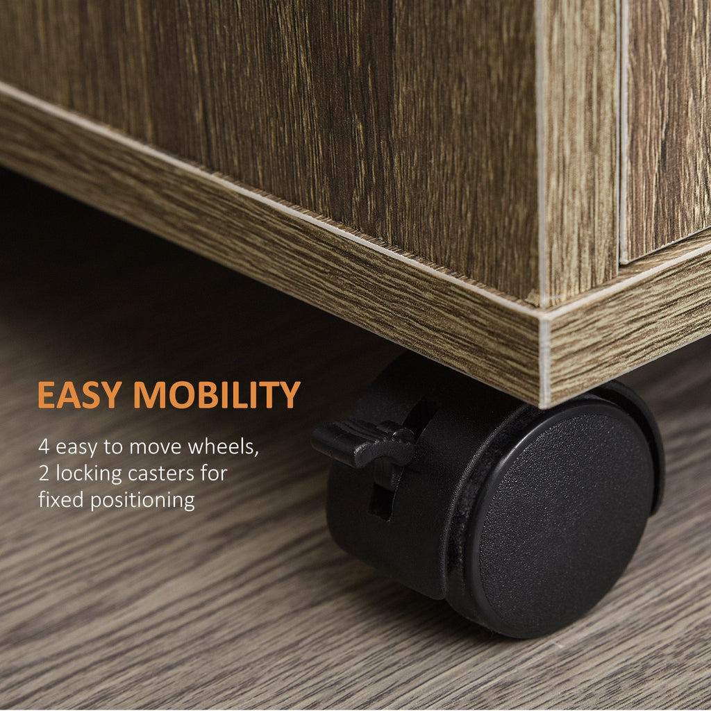 Miglio Multiuse kitchen with 4 wheels, locker and microwave shelf, 60.4x40.3x97cm - wood - Borgè
