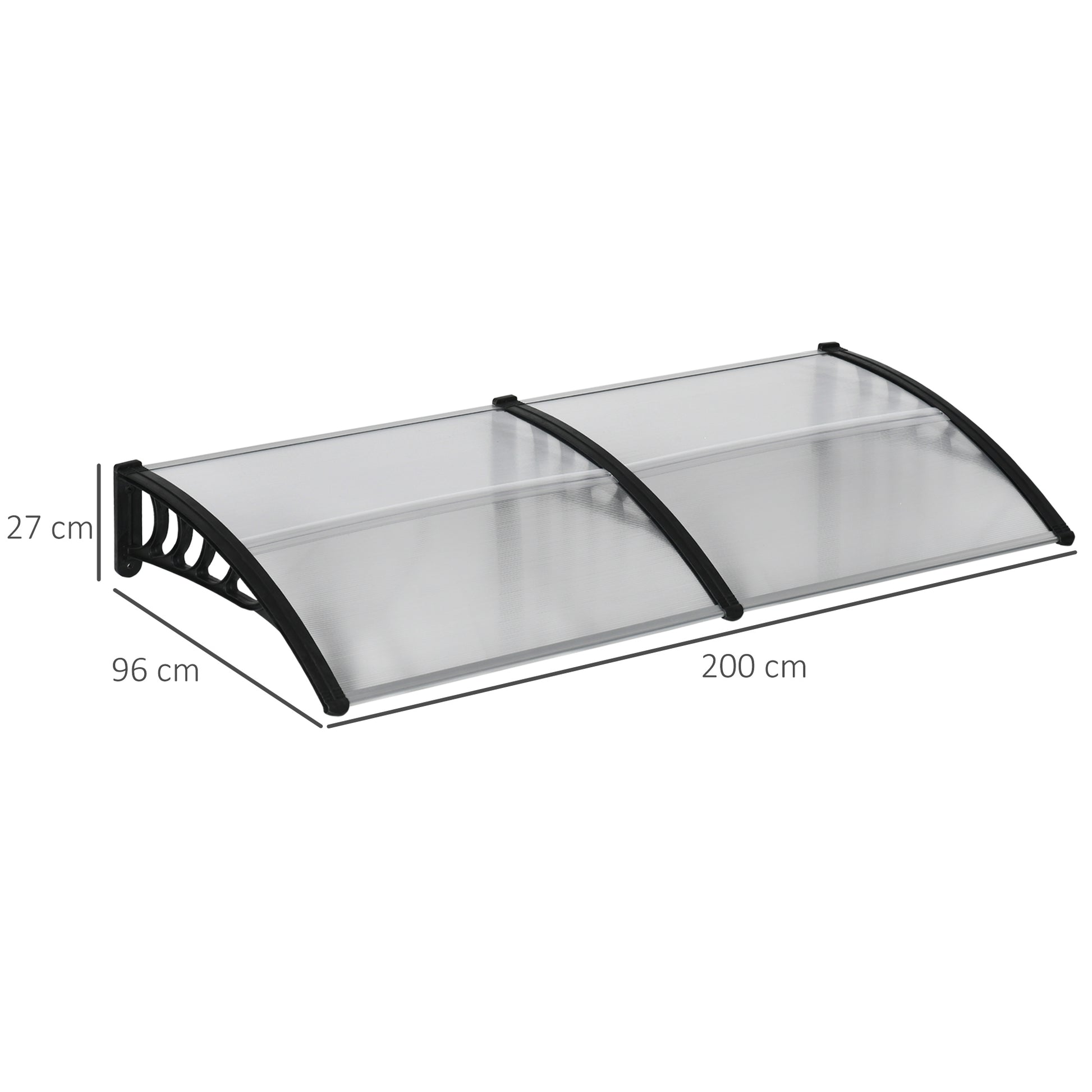 Outsunny modern roof in polycarbonate, aluminum and pp for balconies, windows and doors, 200x96x27 cm - Borgè