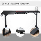 Corner Desk in Black for Gaming and Office with gamepad support and mat - Borgè