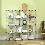 Mobile Mobile Modular Salvaspazio for Interior, 16 cubes 30x30x30cm Plastic PP and steel, 125x32x125cm, transparent - Borgè