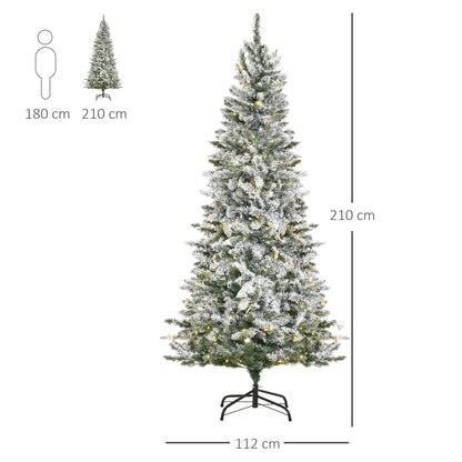 Slipped artificial Christmas tree with 250 colored LED lights, 829 branches and folding base, Ï†112x210cm - green - Borgè