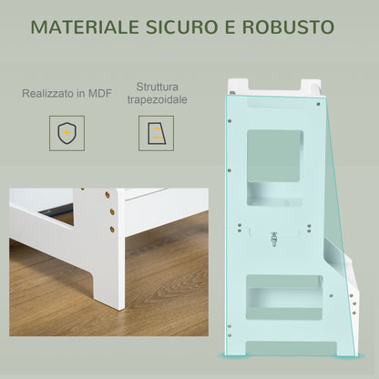 Qaba Scala Montessori 2 in 1 in detachable MDF, with stool, blackboard included, for children 3-6 years old, white - Borgè