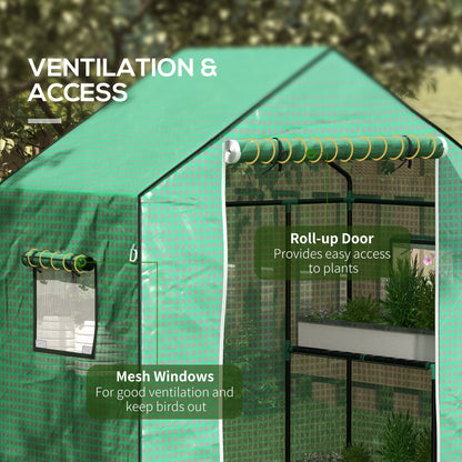 Outsunny PE Garden Greenhouse Cover with Hinged Door and Windows, 140x73x190cm, Green - Borgè