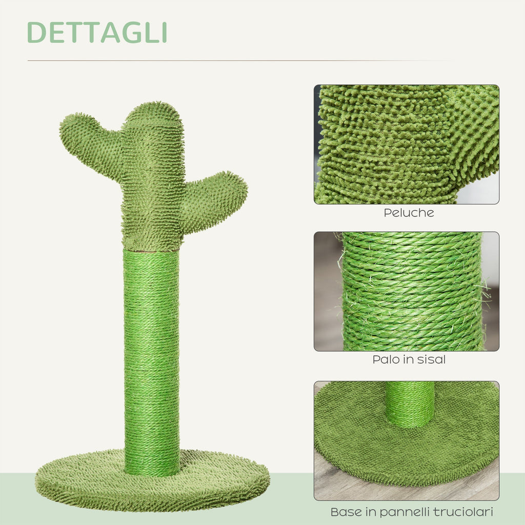 Cactus Cat Tree for cats with Scratch Pole, 40x40x65cm, green - Borge' Group Limited