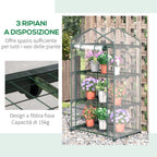 Outsunny mini greenhouse with plastic cover, steel frame with 3 shelves, 69x49x125cm, transparent - Borgè