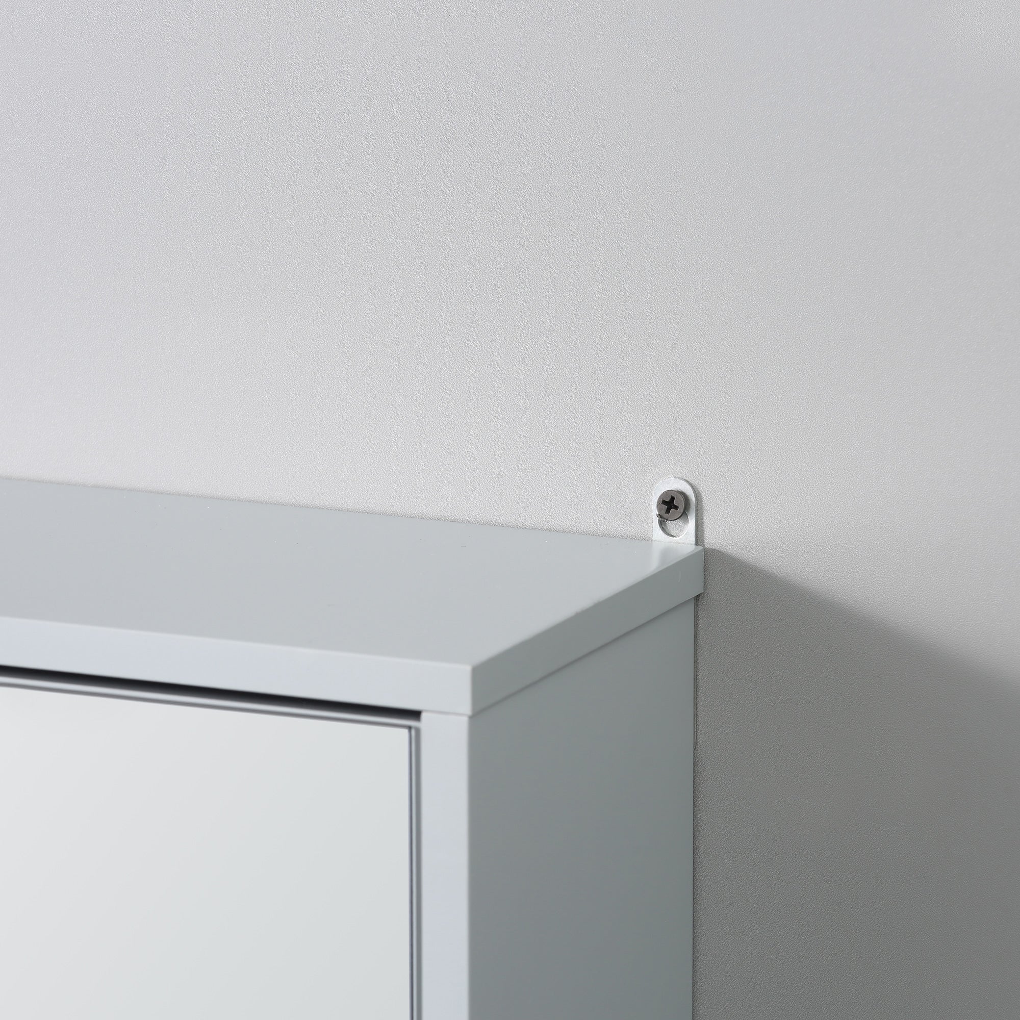 Homcom double glass cabinet with adjustable shelf with wood walls 48x14.5x45cm gray - Borgè