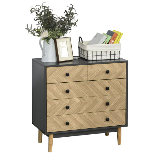 Bedroom chest of drawers with 5 drawers in industrial vintage style - Borgè