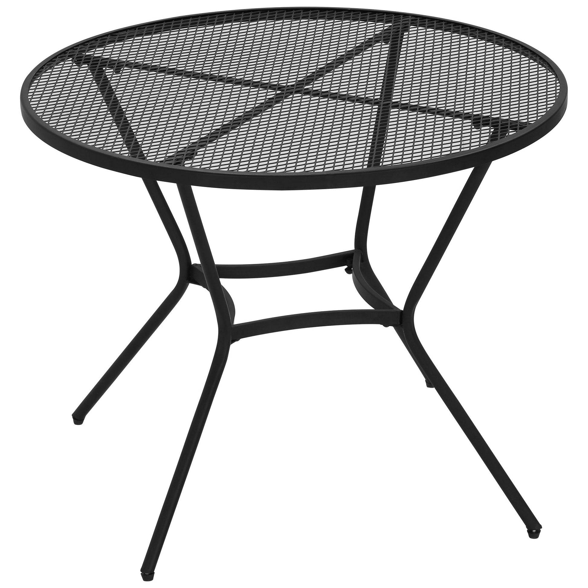 Outsunny Round Garden Table Metal with network support top, φ91x71.5cm, black - Borgè