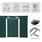 Steel Tool Shed, Garden Shed with 2 Sliding Doors, 261x133x182cm - Borge' Group Limited