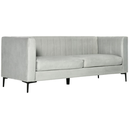 JEWELLA | 3 Seater Grey Velvet Sofa | 199x72x75cm - Borgè