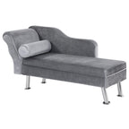 Chaise Longue padded with pillow included in metal and Grey velvet 160x56x75 cm - Borgè