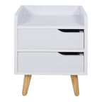 bedside table with modern white design with drawers and wooden feet - Borgè