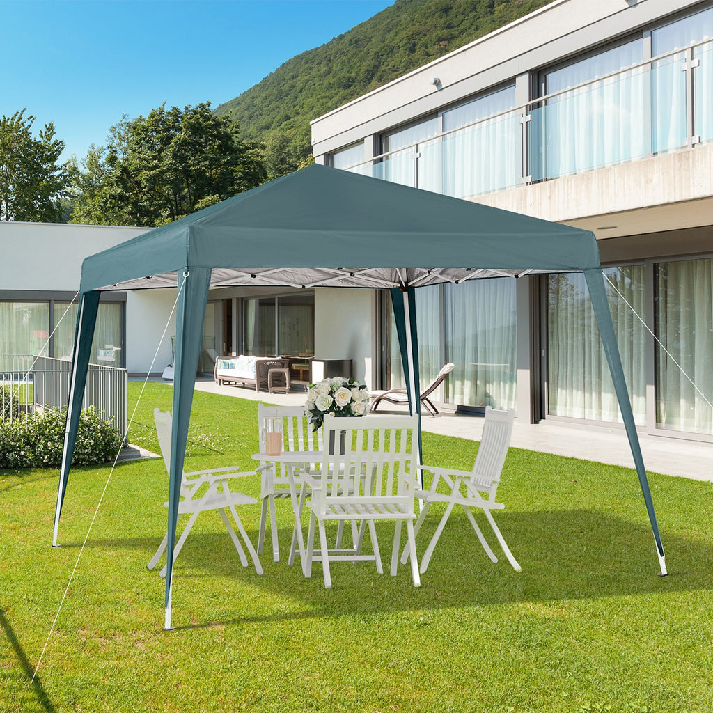 2.4x2.4m Folding Garden Gazebo with Steel Frame and Windproof Ropes, Green - Borge' Group Limited
