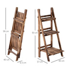 Folding Plant Stand Fir Wood Plant Pot Holder with 3 Tiers Outdoor Plant Shelf Flower Stand 40x37x93cm - Borge' Group Limited